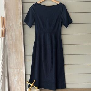 COS Navy Cotton Boat Neck Dress | Size 4 | Minimalist A-Line